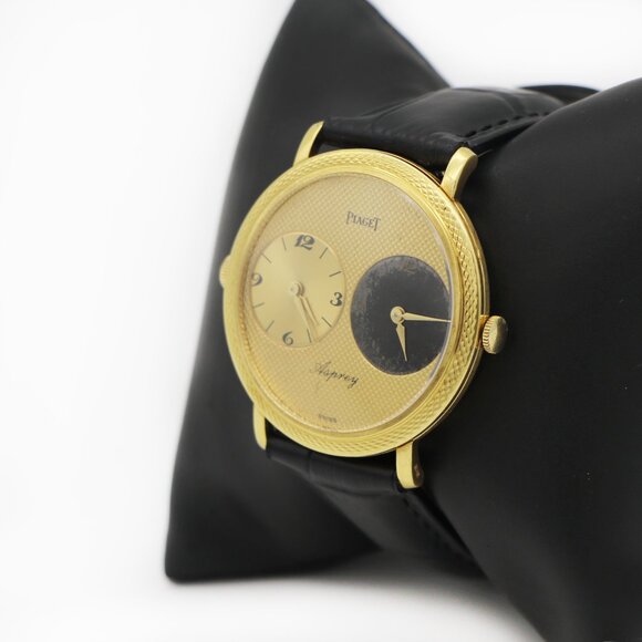 Piaget Vintage 18K Yellow Gold Asprey Swiss Dual Time Watch - Picture 5 of 5